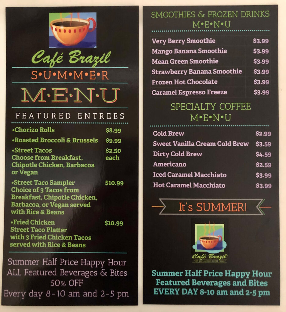 Cafe Brazil Menus
